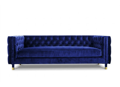 Sofá azul Chesterfield Big de diseñador de 4 plazas nuevo en tela de textil.