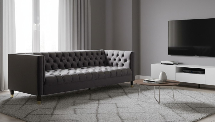 Sofá Chesterfield de antracita Muebles creativos Sofás de 4 plazas Sofás de tela