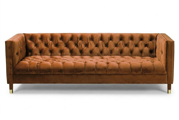 Sofá Chesterfield de Naranjas Textil Stoff Sofás Muebles de Lujo 4 Plazas