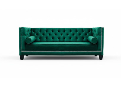 Lujo verde Chesterfield terciopelo sofá de tres plazas muebles hotel sala de estar práctica