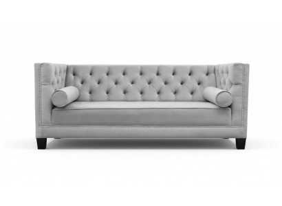 Lujo gris Chesterfield terciopelo tres plazas muebles tapizados de hotel sala de estar consultorio