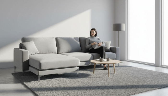 Sofá de esquina gris xxl de tela de gran tamaño Chesterfield Sofas Muebles creativos de sala de estar