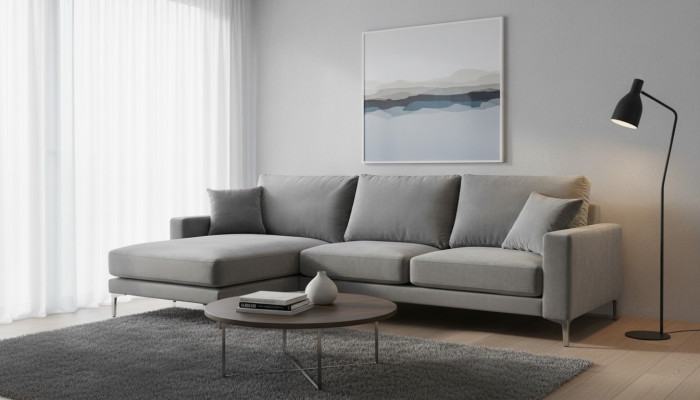 Sofá de esquina gris xxl de tela de gran tamaño Chesterfield Sofas Muebles creativos de sala de estar