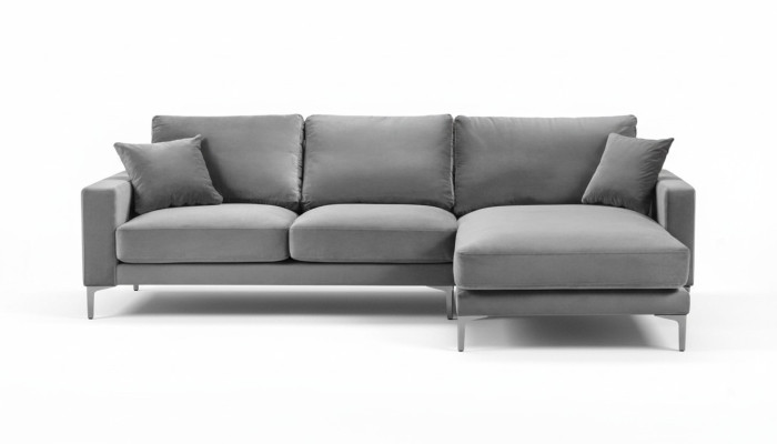Sofá esquinero de sala de estar gris xxl Big Creative Möbel, tela textil, sofás Chesterfield.