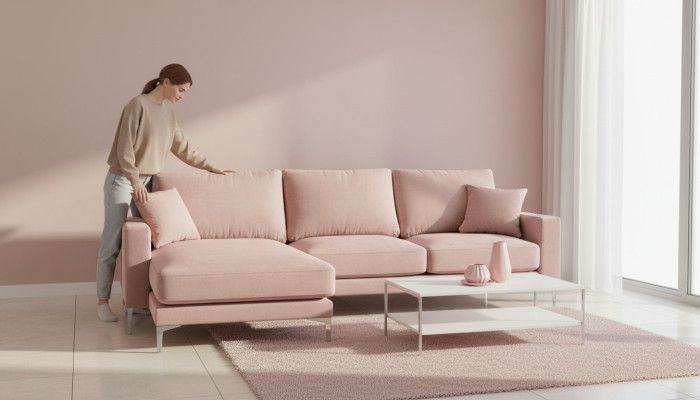 Textil Chesterfield Sofas de tela Muebles creativos Sofá esquinero Rosa XXL Big
