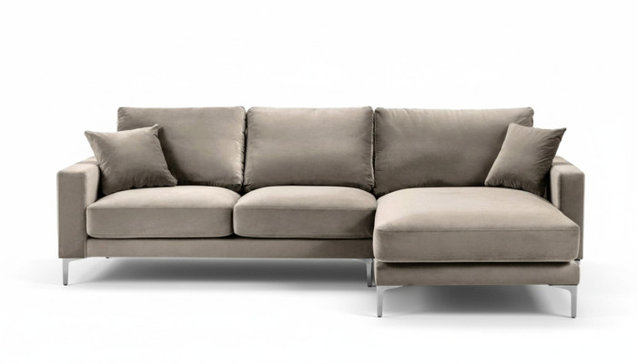 Sofá de esquina beige de tela, diseño de sala de estar, sofás acolchados, sofá, nuevo conjunto de esquina.