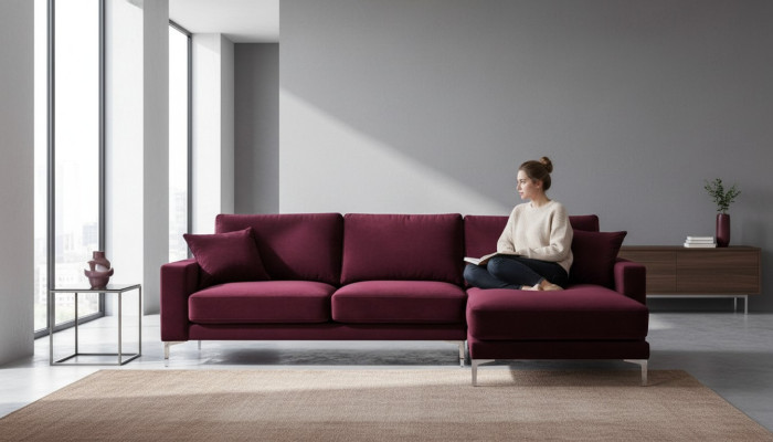 Borgoña Diseño Sofás Sofá de Tela Sofás Ecksofa Salón