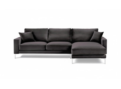 Sofá esquinero de terciopelo negro de diseño de sala de estar de tela.