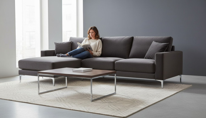 Sofás Muebles italianos Negro Sofá de esquina Diseño de sala de estar Sofás Tapizado Sofa