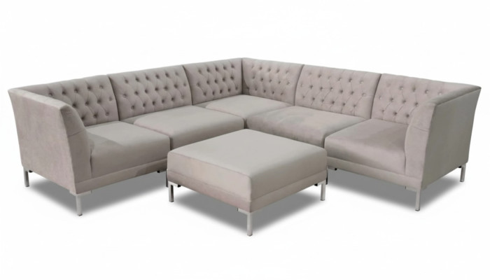 Sofá esquinero Chesterfield con reposapiés, conjunto de 2 piezas en tela, sofás de esquina nuevos.