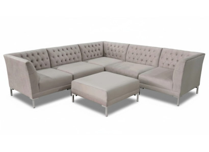 Sofá esquinero Chesterfield con reposapiés, conjunto de 2 piezas en tela, sofás de esquina nuevos.