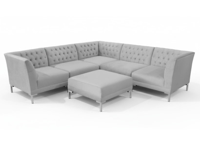 Sofá esquinero Gris de tela grande Tapizado Chesterfield Muebles Puf Sofás