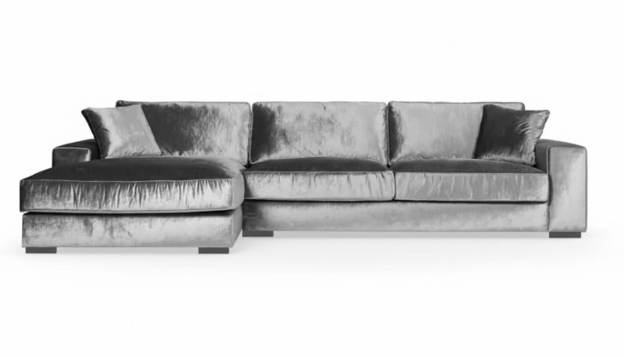 Muebles de estilo italiano, sofá esquinero de tela, diseño de sala de estar, sofás acolchados.