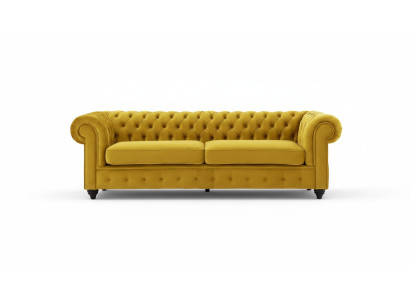 Sofá Chesterfield amarillo con botones, asientos acolchados, sofás de lujo nuevos.