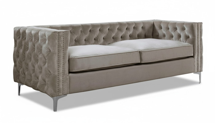 Chesterfield sofá de tres plazas moderno de tela de terciopelo muebles de lujo para la sala de estar.