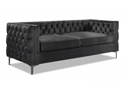 sofá Chesterfield negro de lujo en terciopelo tela negro sofás conjunto sofás tapizados nuevos