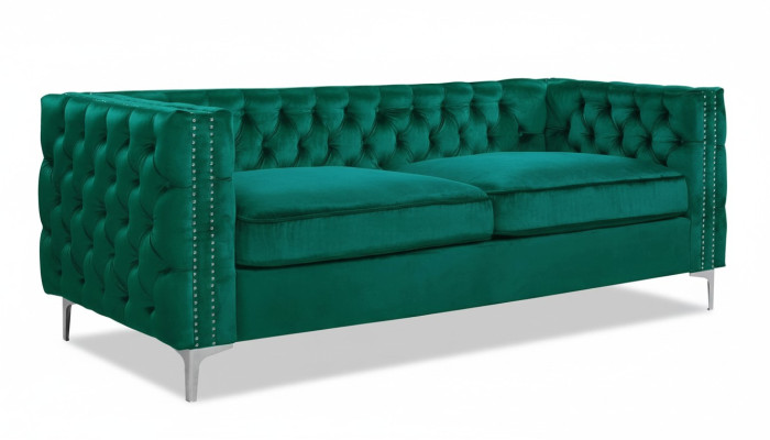 sofá chesterfield verde de lujo de terciopelo, juego de sofá de tela con botones acolchados nuevos