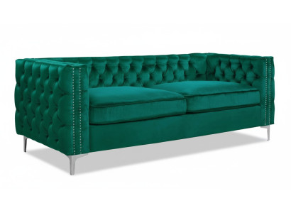 sofá chesterfield verde de lujo de terciopelo, juego de sofá de tela con botones acolchados nuevos
