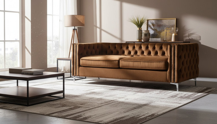 sofá chesterfield naranja lujo tela de terciopelo sofá set botones tapizado nuevo