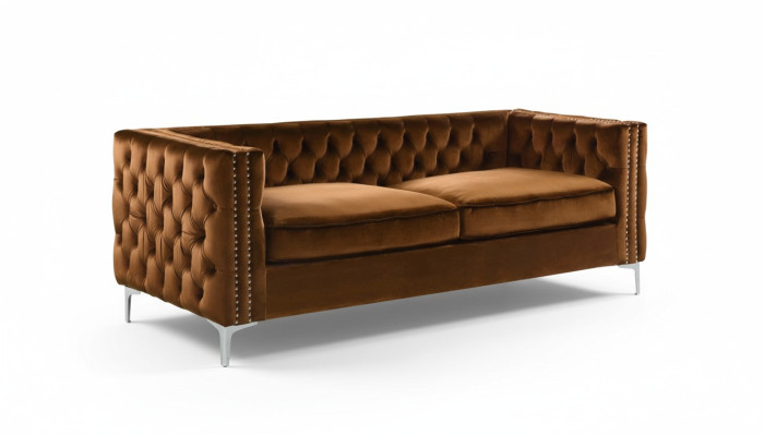 sofá chesterfield naranja lujo tela de terciopelo sofá set botones tapizado nuevo