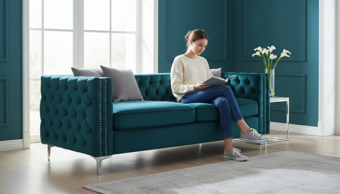 turquesa chesterfield sofá de lujo en terciopelo tela sofás juego de sofás botones tapizado nuevo