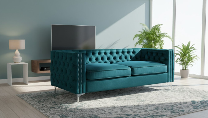 turquesa chesterfield sofá de lujo en terciopelo tela sofás juego de sofás botones tapizado nuevo