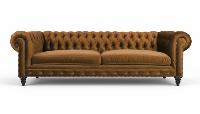 Chesterfield de tres plazas Muebles creativos Tejido textil Naranja Nuevo Sala de estar Moderno