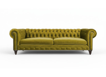 Sala de estar amarilla moderna Chesterfield de tres plazas con tela de tela creativa xxl.