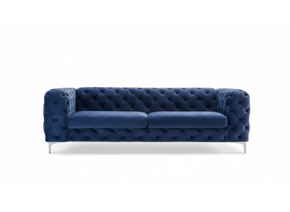 Sofá Chesterfield de tres plazas azul para sala de estar moderno de terciopelo muebles textiles nuevos