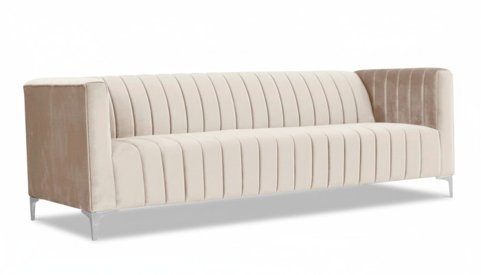 Beige sofá de tres plazas de diseño de sala de estar de tela, sofás y sofás de terciopelo beige.
