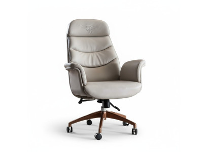 Silla de oficina beige de cuero acero inoxidable muebles de oficina lujo mobiliario nuevo