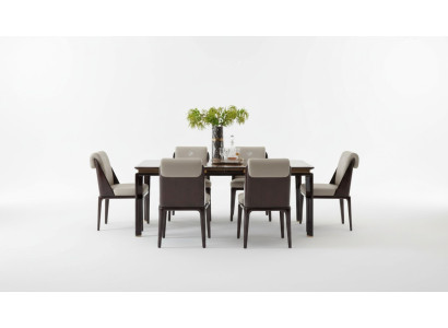 Mesa de comedor marrón, mesas de diseñador, muebles de diseño moderno, comedor de lujo.