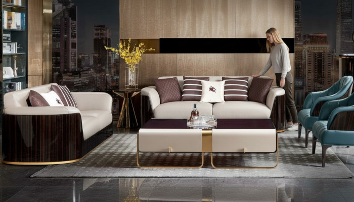 Sofá de 3 plazas beige diseño moderno sofás de cuero nuevos creativos.