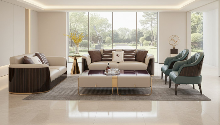 Sofá de 3 plazas beige diseño moderno sofás de cuero nuevos creativos.
