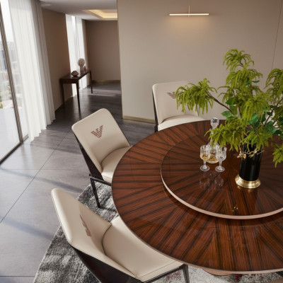 Mesa de comedor marrón Mesa redonda Muebles de diseño Mesa de comedor de lujo Cocina