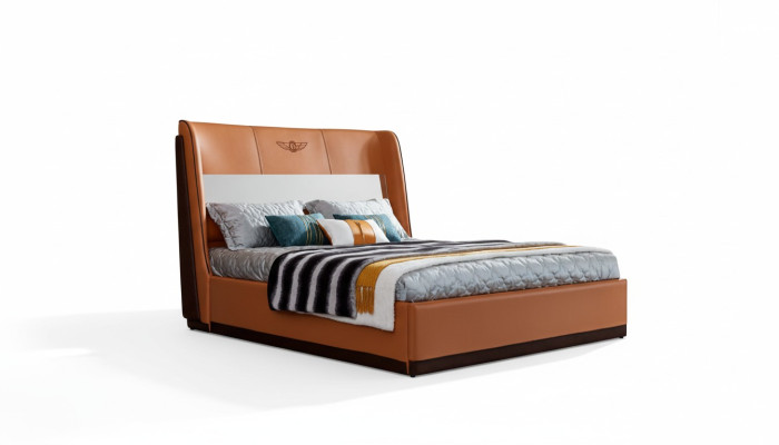 Cama Naranja Dormitorio Nuevo Creativo Diseño Moderno Muebles Madera Camas de Lujo