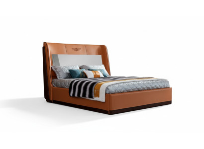 Cama 2 x mesita de noche dormitorio Naranja Creativo Moderno Muebles Madera Lujo Camas