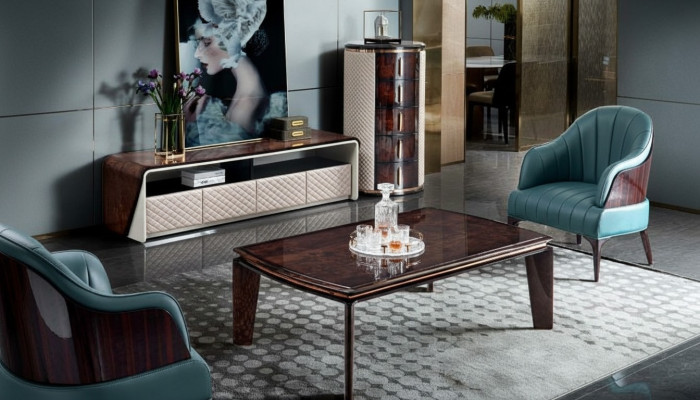 Muebles de salón de lujo Aparador Gabinete Cuero Brillo de alta calidad RTV TV