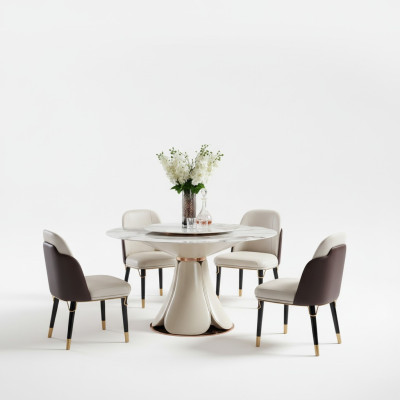 Juego de sillas 4x Sillas de cuero blanco de lujo Nuevo diseño creativo para comedor