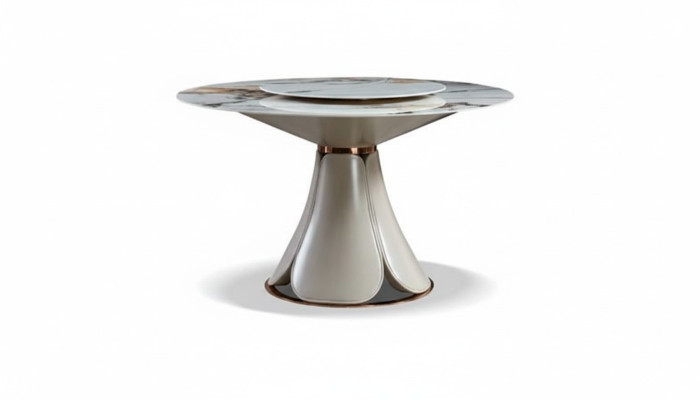 Mesa de comedor de cuero y piedra, mesas de madera de lujo de diseño moderno.
