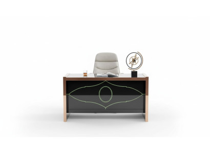 Mesa Silla Estudio Escritorio Negro Oficina Mobiliario Lujo 2 piezas.