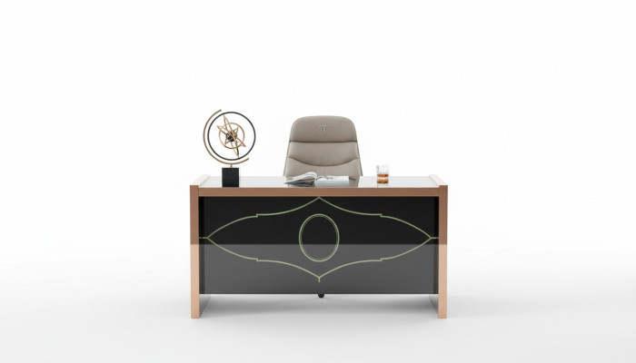 Armario de oficina de madera marrón. Estudio marrón. Muebles de diseño moderno de lujo.