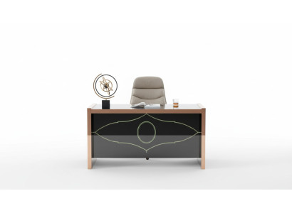 Armario de oficina de madera marrón. Estudio marrón. Muebles de diseño moderno de lujo.