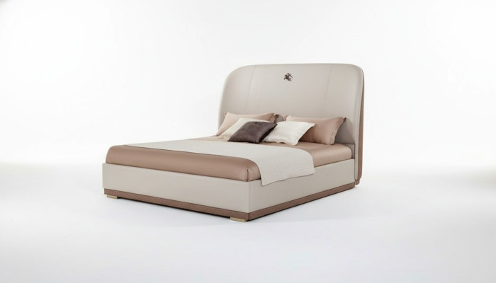 Cama de cuero beige de madera de dormitorio Cama de cuero Diseño moderno Muebles de lujo