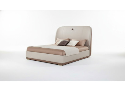 Cama de cuero beige de madera de dormitorio Cama de cuero Diseño moderno Muebles de lujo