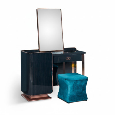Taburete Azul Textil para Dormitorio Nuevo Creativo Diseño Moderno Muebles de Lujo en Tela