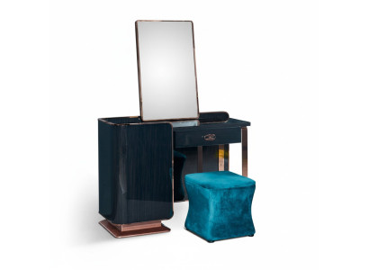Taburete Azul Textil para Dormitorio Nuevo Creativo Diseño Moderno Muebles de Lujo en Tela