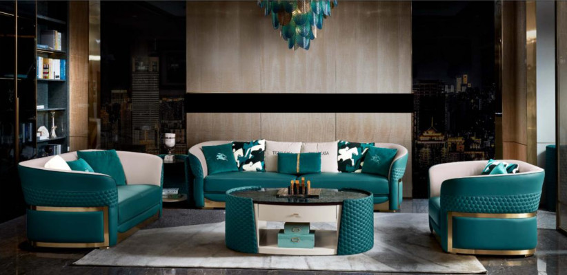 Conjunto de Sofás Chesterfield Sofá Tapizado de 3+1 Piezas Cuero Tela Textil