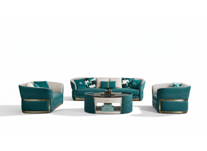 Conjunto de Sofás Chesterfield Sofá Tapizado de 3+1 Piezas Cuero Tela Textil