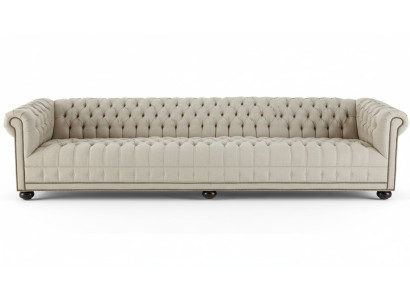 Sofá Chesterfield de cuatro plazas para sala de estar, diseño de sofá de tela, muebles de sofá.
